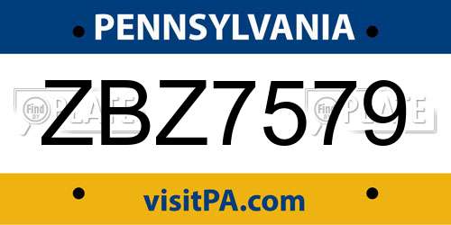 ZBZ7579 Pennsylvania License Plate