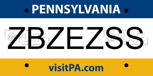 ZBZEZSS Pennsylvania License Plate