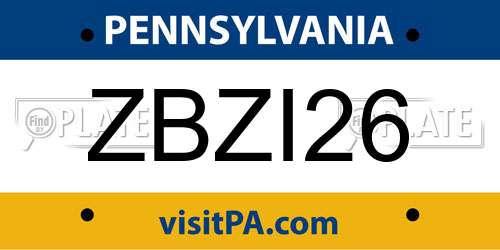 ZBZI26 Pennsylvania License Plate