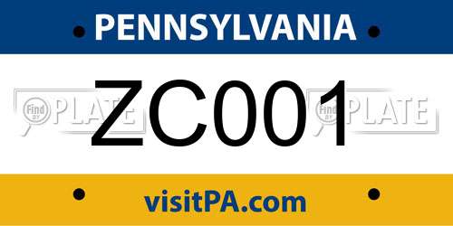 ZC001 Pennsylvania License Plate