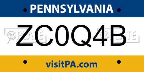 ZC0Q4B Pennsylvania License Plate