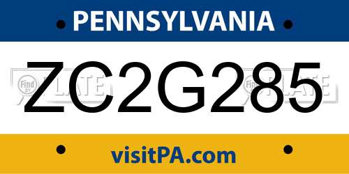 ZC2G285 Pennsylvania License Plate