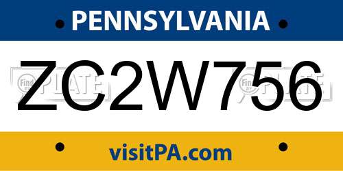 ZC2W756 Pennsylvania License Plate
