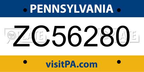 ZC56280 Pennsylvania License Plate