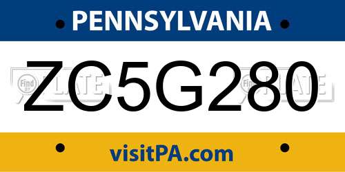 ZC5G280 Pennsylvania License Plate