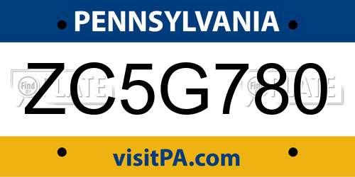 ZC5G780 Pennsylvania License Plate