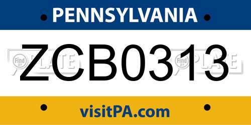 ZCB0313 Pennsylvania License Plate