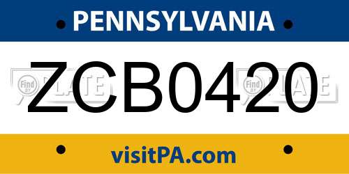 ZCB0420 Pennsylvania License Plate