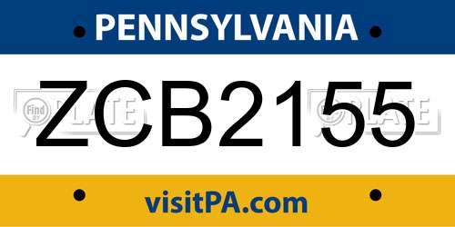 ZCB2155 Pennsylvania License Plate