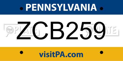 ZCB259 Pennsylvania License Plate