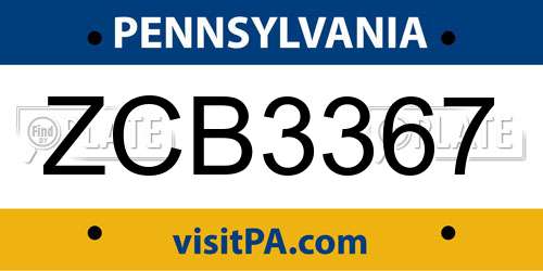 ZCB3367 Pennsylvania License Plate