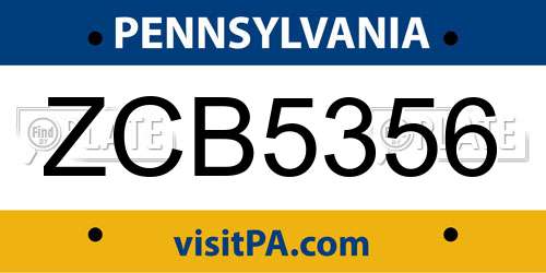 ZCB5356 Pennsylvania License Plate