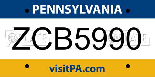 ZCB5990 Pennsylvania License Plate