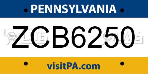 ZCB6250 Pennsylvania License Plate