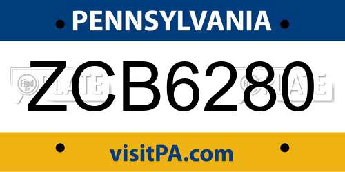 ZCB6280 Pennsylvania License Plate