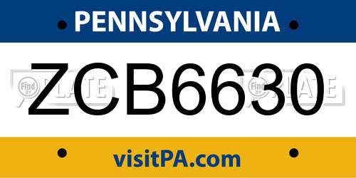ZCB6630 Pennsylvania License Plate