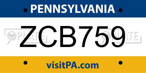 ZCB759 Pennsylvania License Plate