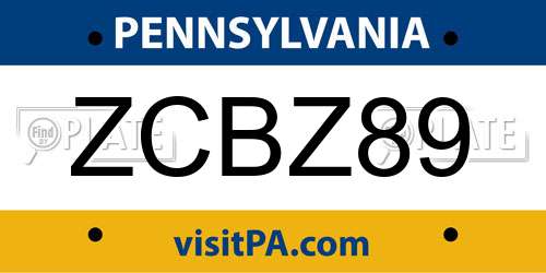 ZCBZ89 Pennsylvania License Plate