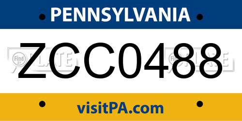ZCC0488 Pennsylvania License Plate