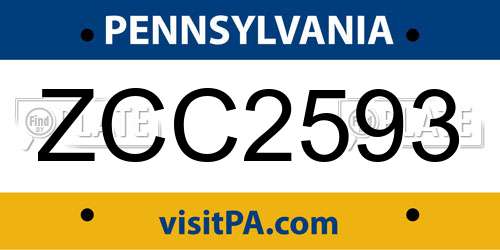 ZCC2593 Pennsylvania License Plate