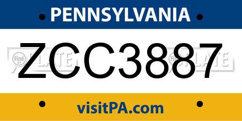 ZCC3887 Pennsylvania License Plate