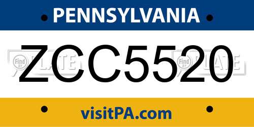 ZCC5520 Pennsylvania License Plate