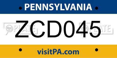 ZCD045 Pennsylvania License Plate