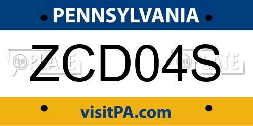 ZCD04S Pennsylvania License Plate