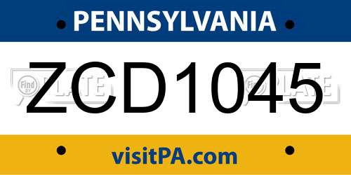 ZCD1045 Pennsylvania License Plate