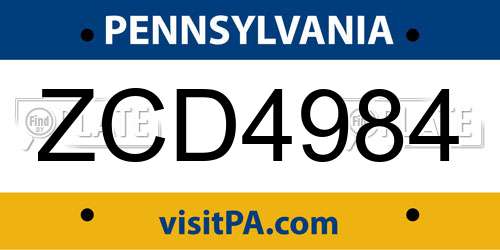 ZCD4984 Pennsylvania License Plate