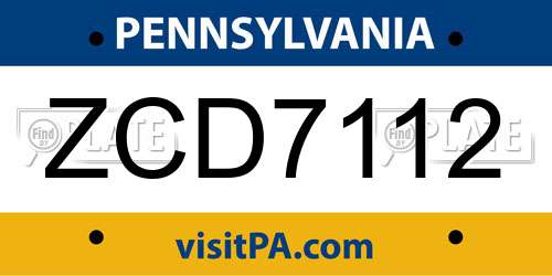 ZCD7112 Pennsylvania License Plate