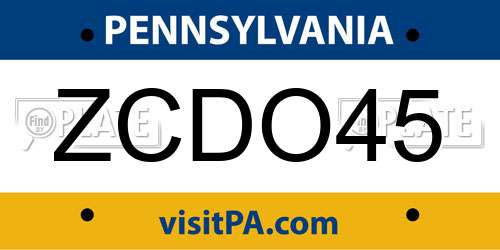 ZCDO45 Pennsylvania License Plate