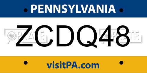 ZCDQ48 Pennsylvania License Plate