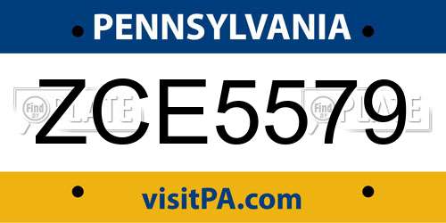 ZCE5579 Pennsylvania License Plate