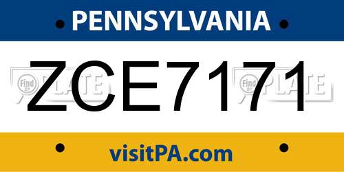 ZCE7171 Pennsylvania License Plate