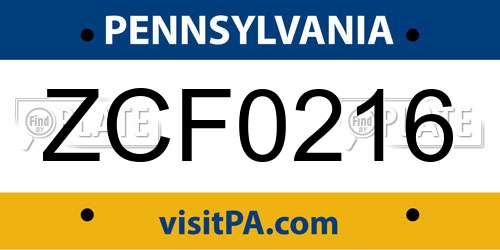 ZCF0216 Pennsylvania License Plate
