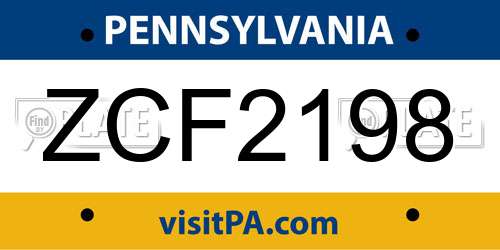 ZCF2198 Pennsylvania License Plate