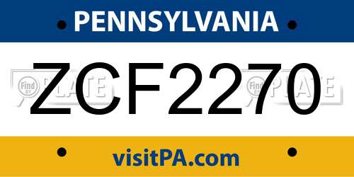ZCF2270 Pennsylvania License Plate