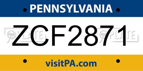 ZCF2871 Pennsylvania License Plate