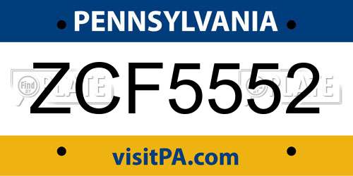 ZCF5552 Pennsylvania License Plate