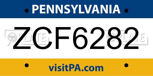 ZCF6282 Pennsylvania License Plate