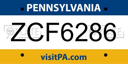 ZCF6286 Pennsylvania License Plate