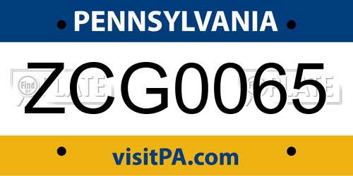 ZCG0065 Pennsylvania License Plate