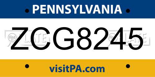 ZCG8245 Pennsylvania License Plate