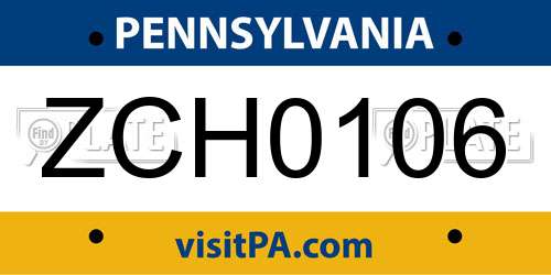 ZCH0106 Pennsylvania License Plate