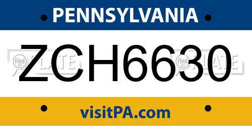 ZCH6630 Pennsylvania License Plate
