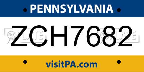 ZCH7682 Pennsylvania License Plate
