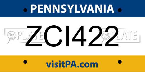 ZCI422 Pennsylvania License Plate