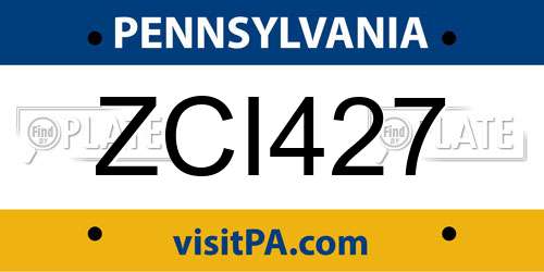 ZCI427 Pennsylvania License Plate