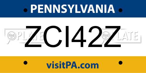 ZCI42Z Pennsylvania License Plate